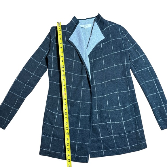LOFT|Women’s Light Gray Windowpane Knit Open-Front Cardigan Jacket-Size XS - Picture 7 of 9